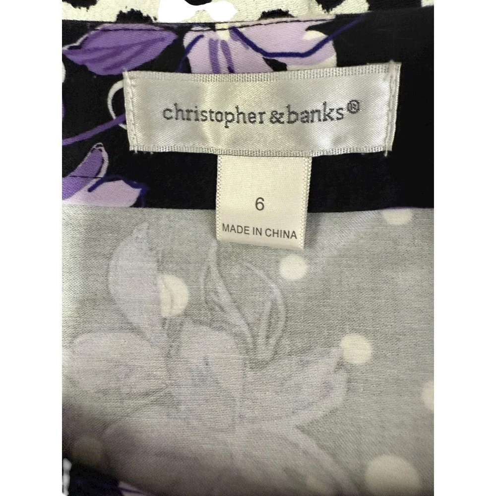 Christopher & Banks Skirt Size 6 Floral‎ Polka Dot Purple Flower Stretch Skirt